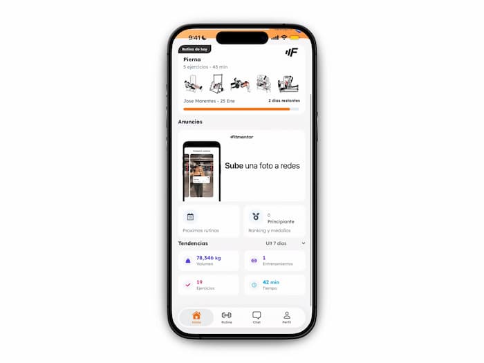Aplicación de entrenamiento personalizada para gimnasios